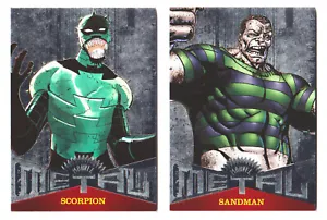 2017 FLEER ULTRA SPIDERMAN MARVEL METAL SANDMAN MM15 & SCORPION MM44 - Picture 1 of 2