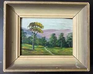 Vintage Rare Old Picture Art Hand Painted Oil Painting Landscape Trees Amazing - Picture 1 of 6