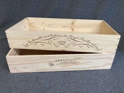 Shallow WOODEN WINE BOX - Crates - Shabby Chic Home Storage Hamper Bargain - Image 1 of 4