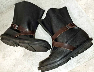 Trippen Fold Boots black leather brown strap size 38 us 8 - Picture 1 of 8