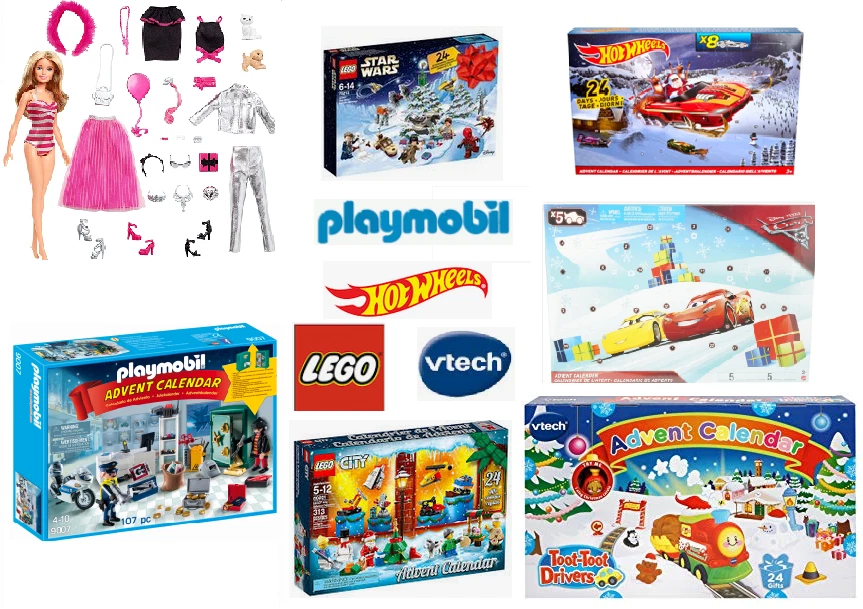 Christmas Advent Calendars - Hot Wheels/Cars/Lego/Paw Patrol/Playmobil/Peppa Pig - Image 1 of 1