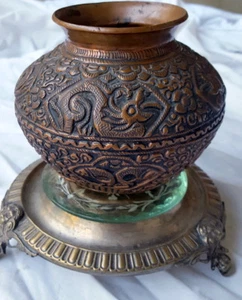 Antiguo jarrón de bronce chino martillado a mano - Imagen 1 de 9