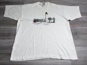 Vintage 90s Lighthouse T-Shirt Single Stitch Pointe Aux Barques XL Port Hope MI - Picture 1 of 10