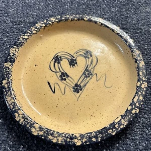 Vtg Three Rivers Pottery Trinket/Key/Candy Dish Bowl Blue Heart  Stoneware 8” - Picture 1 of 4