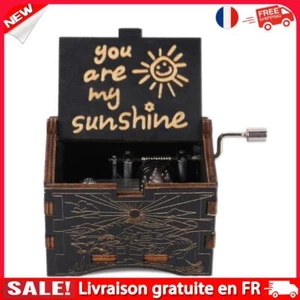 fr Boîte à musique en bois, manivelle légère pour décorations de souvenirs (B) - Photo 1/11