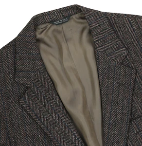 Men's 38 R Bespoke British Herringbone Brown Stripped Tweed 100% Wool Blazer - Picture 1 of 13