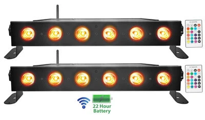 (2) Rockville BEST STRIP 60 Black Rechargeable Wash Light Bars w/Wireless DMX - Image 1 of 4