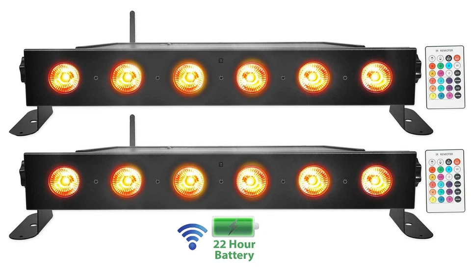 (2) Rockville BEST STRIP 60 Black Rechargeable Wash Light Bars w/Wireless DMX - Image 1 of 4