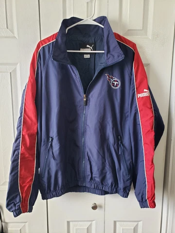 Tennessee Titans Vintage Puma Zip Up Embroidered Windbreaker Jacket Men's Large Cover