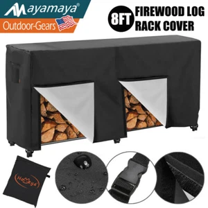 8ft Firewood Log Rack Cover Storage Waterproof Outdoor Wood Holder Heavy Duty - Picture 1 of 8