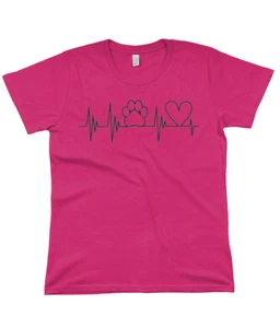 Hundeliebhaber S T-Shirt, Dog Love, Herzschlag Pfotenherz, Damen, NEU - Bild 1 von 7