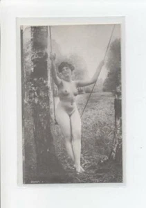 2000/1 on Swing French Risque Nude Model Postcard Re-print Blank Back - Picture 1 of 2