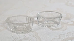 2 vintage open salt cellars clear glass oval paneled - Picture 1 of 5