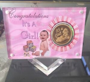 Congratulations It's A Girl Collectable Coin Engravable Gold New Baby Keepsake