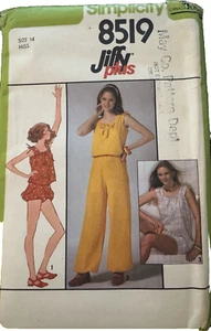 Traje de sol Simplicity Jiffy plus patrón 8519 Misses, top, pantalones, Bloomers 14 sin circular - Imagen 1 de 2