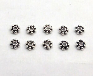 120 Pcs 5mm Bali Flower Daisy Spacer Heishi Bead Antique Silver Plated vf-724