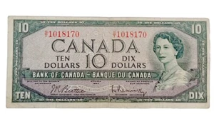 1954 Canada 10 Dollar Bill,S/T1018170 Up and down, left and right shift, ERROR - Picture 1 of 2
