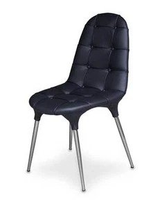 Elegante silla de cuero de diseñador (real). Figura en cuero negro - Imagen 1 de 2
