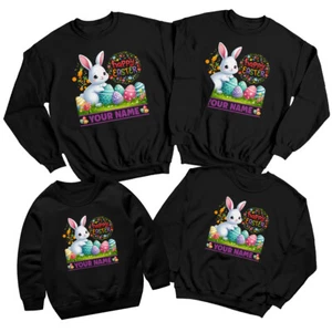 Personalised Family Bunny Happy Easter Sweatshirt Jumper Matching Outfit 2#ED - Picture 1 of 27