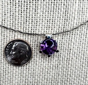 0,5" Amethyst Anhänger an einer 16" Sterlingsilber mit Kabel Draht Halskette - Bild 1 von 9