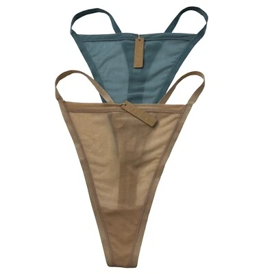 SKIMS Summer Mesh T-String Thong Lot of 2 Clay Kyanite Womens 3X - Image 1 of 4