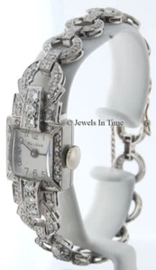 Bulova Platinum & 1.50 CT Diamond Ladies 14mm Vintage Quartz Watch - Picture 1 of 5