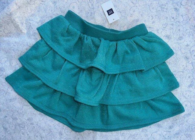 NUEVO CON ETIQUETAS Falda Gap Niños Azul Turquesa Cómoda Volantes En Niveles Brillante S 6 7 Años Foto 1 de 1