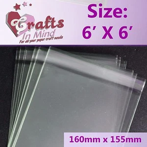 50 - 6" x 6" Cellotüten für Grußkarten | Klar Zellophan | Abziehen & Versiegeln - Bild 1 von 1