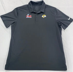Los Angeles Rams Super Bowl LVI Polo Shirt Large Gray Nike Dri Fit LA Football - Picture 1 of 14