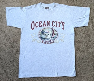 Camisa vintage Ocean City Maryland para hombre mediana años 90 gris puntada única - Imagen 1 de 7