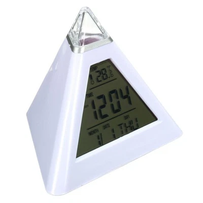 Multifunctional LED Display Digital Clock Changing Backlight Pyramid - Image 1 of 4
