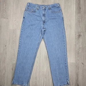 Vintage Levis Jeans 38x32 Blue Medium Wash 550 Split Hem Relaxed Y2K Made In USA - Picture 1 of 11