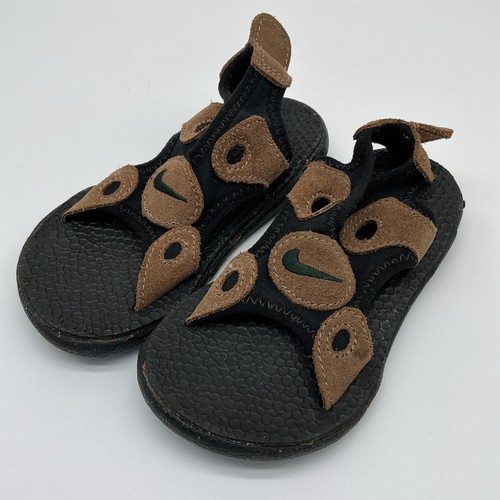 Sandali estivi Nike bambino bambino taglia 8 marrone nero rosso ragazzo bambino logo