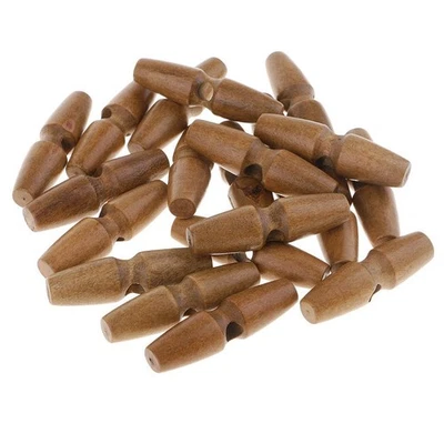 20Pcs Wood Sewing Toggle Buttons for Craft Embellishments - Image 1 of 3