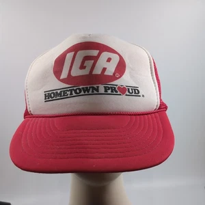 Vintage Otto Brand IGA Grocery Store Rope Hat Trucker Snapback Cap - Picture 1 of 12