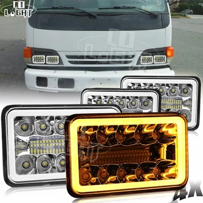 4PCS 4x6'' LED Headlights Hi/Lo Beam DRL Turn Light For Isuzu NQR NPR NPR-HD FTR - Image 1 of 4