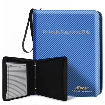 Novo encadernador de anel com zíper álbum página negativa azul para filme 135 35mm 120 4x5 8x10 - Imagem 1 de 4