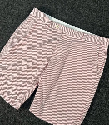 Pantalones Cortos Brooks Brothers Para Hombre 36 Seersucker Bermudas Rojo Blanco Rayas Preppy Foto 1 de 4