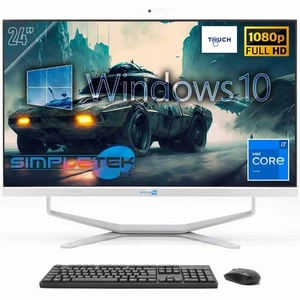 All In One Aio 24" Touchscreen Win10 Core I7 6Th Gen 4Gb 120Gb Fisso Webcam 2K - Picture 1 of 9