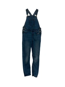 ThereAbouts Girls 8 Long Overalls Coveralls Jean Denim Back To School Stretchy - Picture 1 of 9