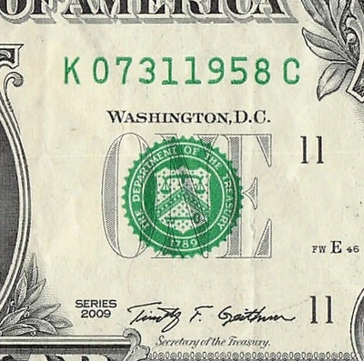 JUNE 31 1958 Birthday Fancy Serial Number Date Note One Dollar Bill 06 31 1958 - Image 1 of 4