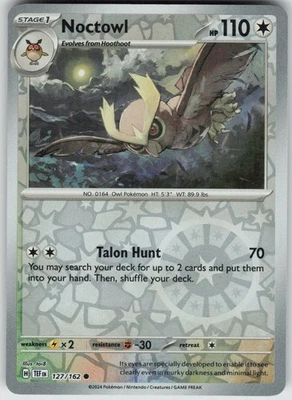 Pokemon Noctowl 127/162 SV05: Temporal Forces Common Reverse Holo Near Mint - Image 1 of 2