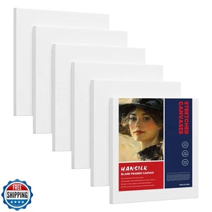 Stretched Canvas for Oil/Acrylic Painting 12x12 Inch (6 Pack) - 100% Cotton T - Picture 1 of 5