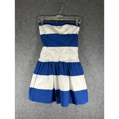 Vestido Abercrombie & Fitch Mediano Azul Blanco Rayas Sin Tirantes Mini Y2K PREPPY Foto 1 de 4