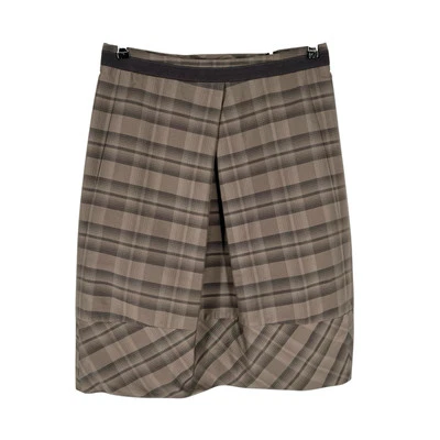 Falda Lida Baday Mezcla Seda Mujer Talla 4 Marrón Cuadros Plisado Acento Bolsillos Foto 1 de 4