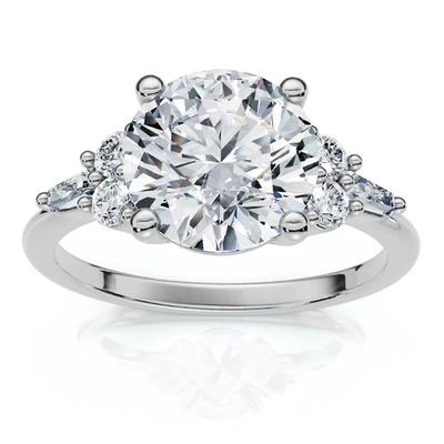 Anillo de compromiso baguette de diamantes certificado de 2 1/10 quilates de oro de 14 k o Pt cultivado en laboratorio Foto 1 de 4