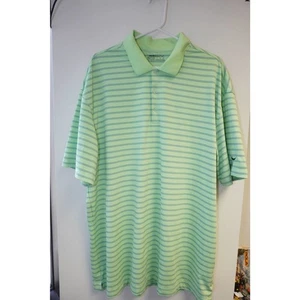 NIKE  XL Polo Green shirt Golf Fit Dry Men Tour Performance Striped - Picture 1 of 5