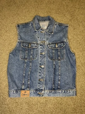 GITANO DE COLECCIÓN Jean Denim Chaqueta Chaleco Años 90 Y2k Ácido Lavado Medio Motociclista Preppy Grunge M Foto 1 de 4