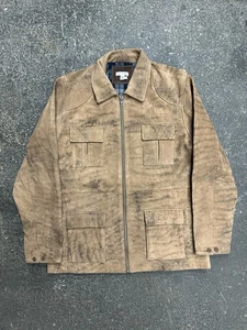 Carbon 2 Cobalt Leather Jacket Size L Mens Genuine Lamb Brown Pocketed - Picture 1 of 10