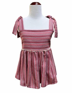 Top Anthropologie THML a righe con schiena smocked taglia media multicolore senza maniche nuovo - Foto 1 di 6